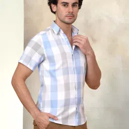 Indian Needle Blue Ragular Fit Checks Shirt image 3
