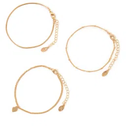 Accessorize London Gold Heart Chain Anklets for Women - Set of 3 image 3