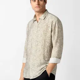 Van Heusen Beige Slim Fit Printed Shirt image 3
