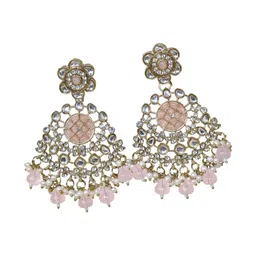 MEIRA JEWELLERY Gold-Plated Artificial Stones Studded & Beaded Teardrop Drop Earrings image 3