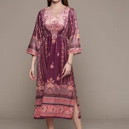 aarke Ritu Kumar Ethnic Motifs Print Flared Sleeve A-Line Midi Dress-picture-30