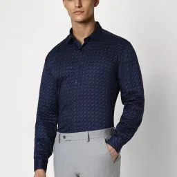 Van Heusen Navy Slim Fit Printed Shirt image 3
