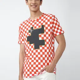 Forever 21 Orange & White Cotton Regular Fit Check T-Shirt-picture-41