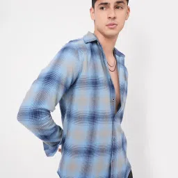 VASTRADO Core Fashion Blue Regular Fit Checks Shirt image 3