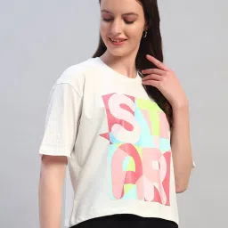 Cantabil White Regular Fit Printed T-Shirt image 3