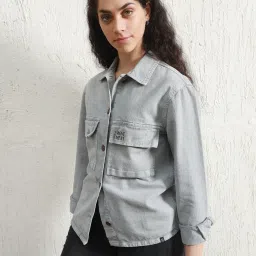 Hubberholme Blue Cotton Regular Fit Shaket image 3