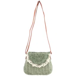 Odette Green Woven Sling Handbag image 3