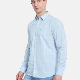 Mettle Blue Cotton Regular Fit Checks Shirt image 3