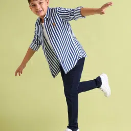 U.S. Polo Assn. Kids Blue & White Striped Full Sleeves Shirt image 3