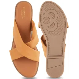 Scentra Women's Beige Cross Strap Sandals image 3