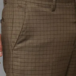 Louis Philippe Brown Slim Fit Checks Trousers image 3