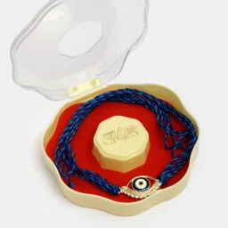 NVR Blue Evil Eye Bhaiya Bhabhi Rakhi Set with Roli Chawal - Set of 2 image 3