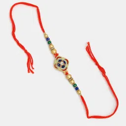 NVR Multicolor Beaded Bhaiya Bhabhi Rakhi with Roli Chawal - Set of 2 image 3