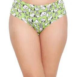 Clovia Green & Yellow Cotton Printed Hipster Panties - Pack Of 3 image 3