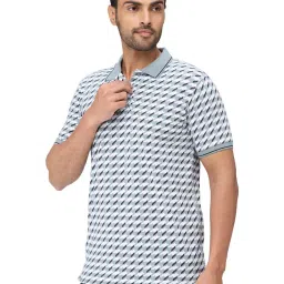Park Avenue Grey Slim Fit Printed Polo T-Shirt image 3