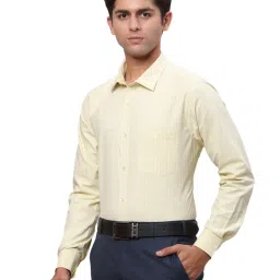 Park Avenue Yellow Slim Fit Checks Shirt image 3