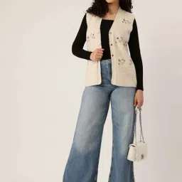 Apsley Beige Regular Fit Embroidered Cardigan image 4