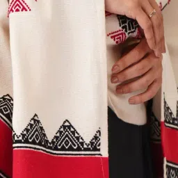 Jaypore Ivory Cotton Toda Printed Shawl image 3