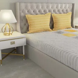 Raymond Home Camphor Grey & Yellow 144 TC Cotton Queen Bedsheet with 2 Pillow Covers image 3
