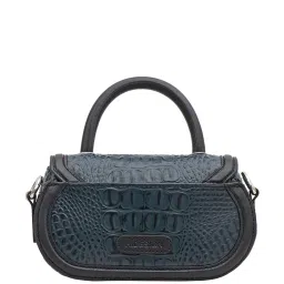 Hidesign EOSS SS 24 Blue Textured Small Satchel Handbag image 3