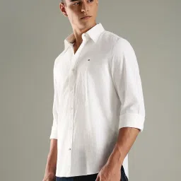 Tommy Hilfiger White Linen Regular Fit Shirt image 3