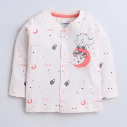 Bumzee Kids Light Peach Printed Full Sleeves Jhabla With Pyjamas image 3