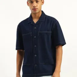 United Colors of Benetton Blue Cotton Textured Shirt-picture-15