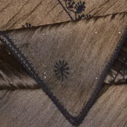 Jaypore Gold Cotton Silk Embroidered Chikankari Dupatta image 5