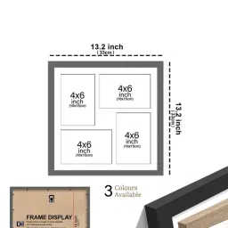 Art Street White Engineered Wood 4 Oppenings Wall Mounting Collage Photoframe image 3