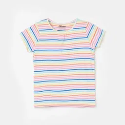 Fame Forever by Lifestyle Kids Multicolor Cotton Striped T-Shirt-picture-29