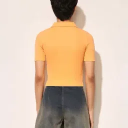 Only Orange Cotton Regular Fit Polo T-Shirt image 2