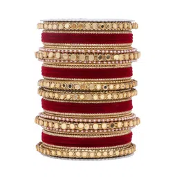 leshya Set Of 2 Stone Studded Velvet Bangles-picture-10