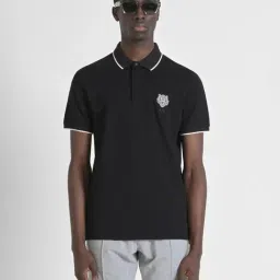 Antony Morato Men Solid Polo Collar Cotton Black T-shirt-picture-36