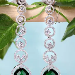 Saraf RS Jewellery Rhodium Plated AD studded Drop Earrings-image-30