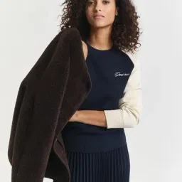 Gant Evening Blue Regular Fit Blocked Long Sleeves Sweater image 3