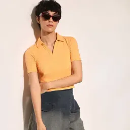 Only Orange Cotton Regular Fit Polo T-Shirt image 5