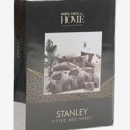 Monte Carlo Stanley Brown & Grey Printed 144 TC King Bedsheet Set 1.85 m x 1.95 m image 4