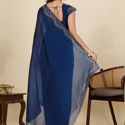 CARTYSHOP Embellished Zari Heavy Work Tussar Saree image 3