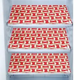E-Retailer Red Printed 6 Pieces Waterproof 3-Layered Refrigerator Covers With Pockets image 4
