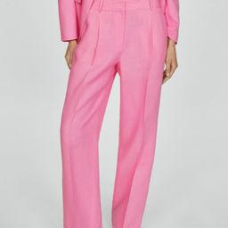 MANGO Pure Linen Pleated Formal Trousers-picture-3