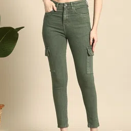 Mast & Harbour Women Skinny Fit High-Rise Cargo-Style Jeans-picture-33