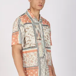 Eszett Men Conversational Printed Cuban Collar Cotton Casual Shirt image 3