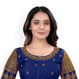 HERE&NOW Embroidered Round Neck Saree Blouse-picture-28