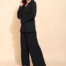 all about you Self Design Shirt Collar Top & Trousers Co-Ord Set image 5