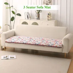 HOKIPO Florentina Series Scarlet Rose Ivory Printed Holland Velvet 3 Seater Sofa Cover Mat-picture-17