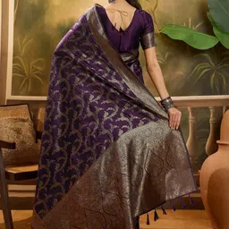SHADOW & SAINING Floral Woven Design Zari Banarasi Jacquard Saree image 5