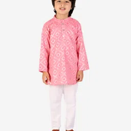 Superminis Full MotifEmbellished Foil Printed Kurta Pyjama Set - Pink-picture-17