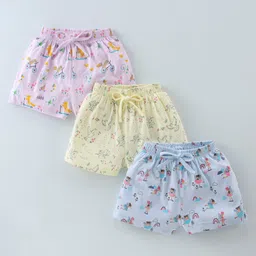 Cucumber Sinker Mid Thigh Length Shorts Leopard Print Pack of 3 - Pink Cream & Light Sea Blue-image-34