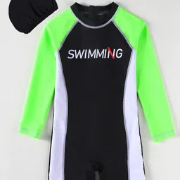 Pine Active Legged Swimsuit With Cap - Green-picture-22