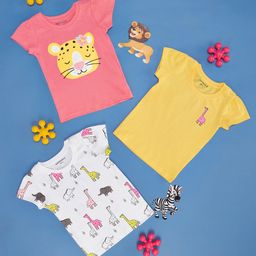 Pantaloons Baby Cotton Pack of 3 Half Sleeves Animals Printed Tees - Multi Colour-picture-28